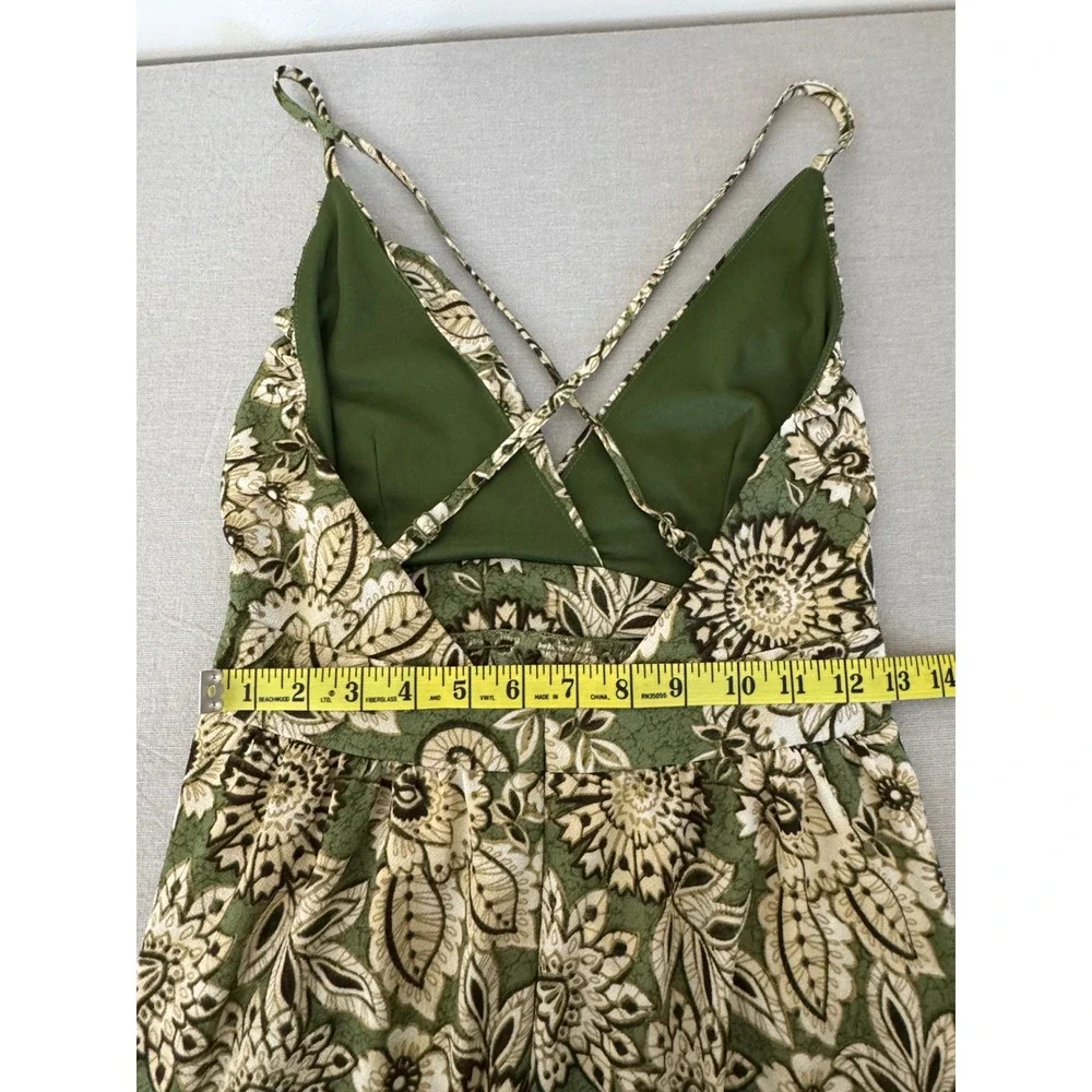 Love Squared Halter Top Maxi Dress Empire Waist Small Green‎ Floral